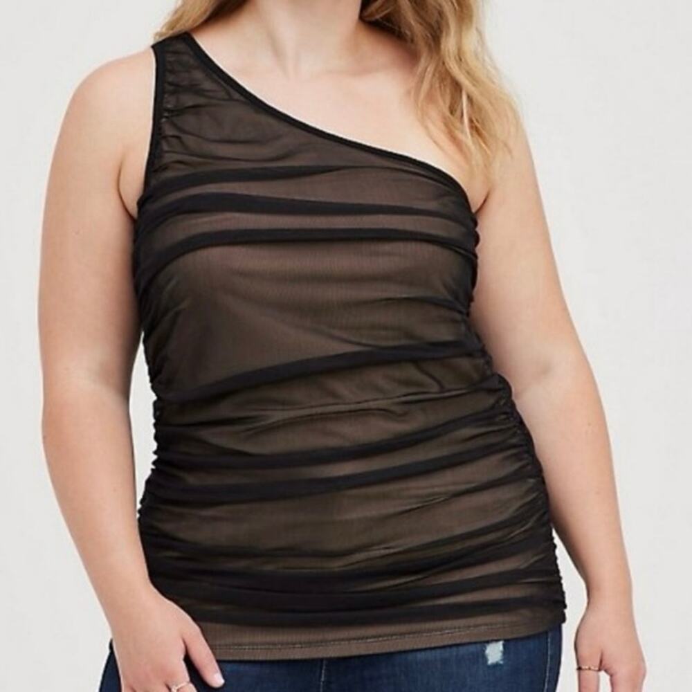 NEW Torrid Plus Size 3 3X Foxy One Shoulder Mesh Top Blouse Style 15874787